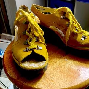 Fly London yellow cut out laced shoes